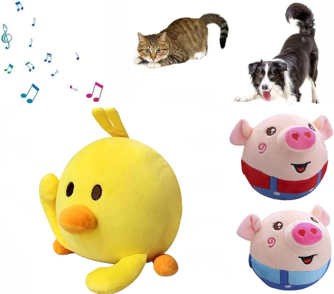 3 PCS Coats +1 PCS Movement Interactive Dog Toy Pet Bouncing Balls Jumping Squeaky Dog Toys Active Moving Pet Plush Toy Interactive Chewable Plush Cover Toy It Can Play Music and Record Sound