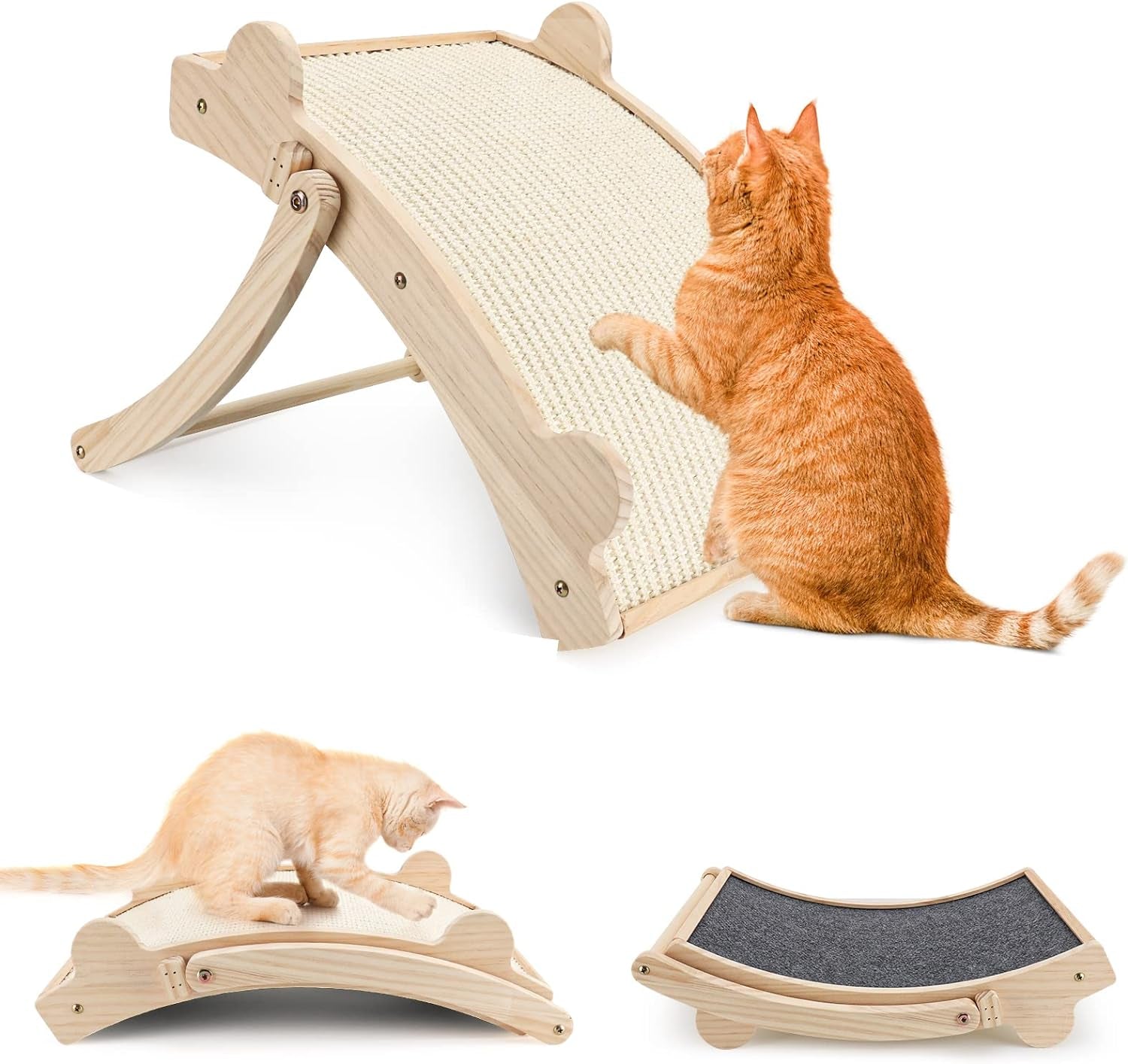 3 in 1 Cat Scratcher - Sisal Cat Scratchers for Indoor Cats, Cat Scratch Pad - Reversible, Transformable and Durable