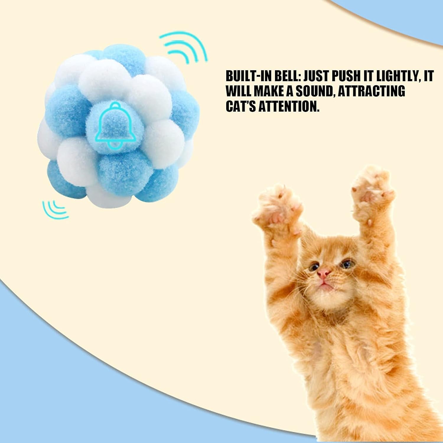 3Pcs Bell Toys Ball Furry Cat Balls Training Playing Chewing Plush Ball Interactive Toys for Cats Kitten Indoor Outdoor