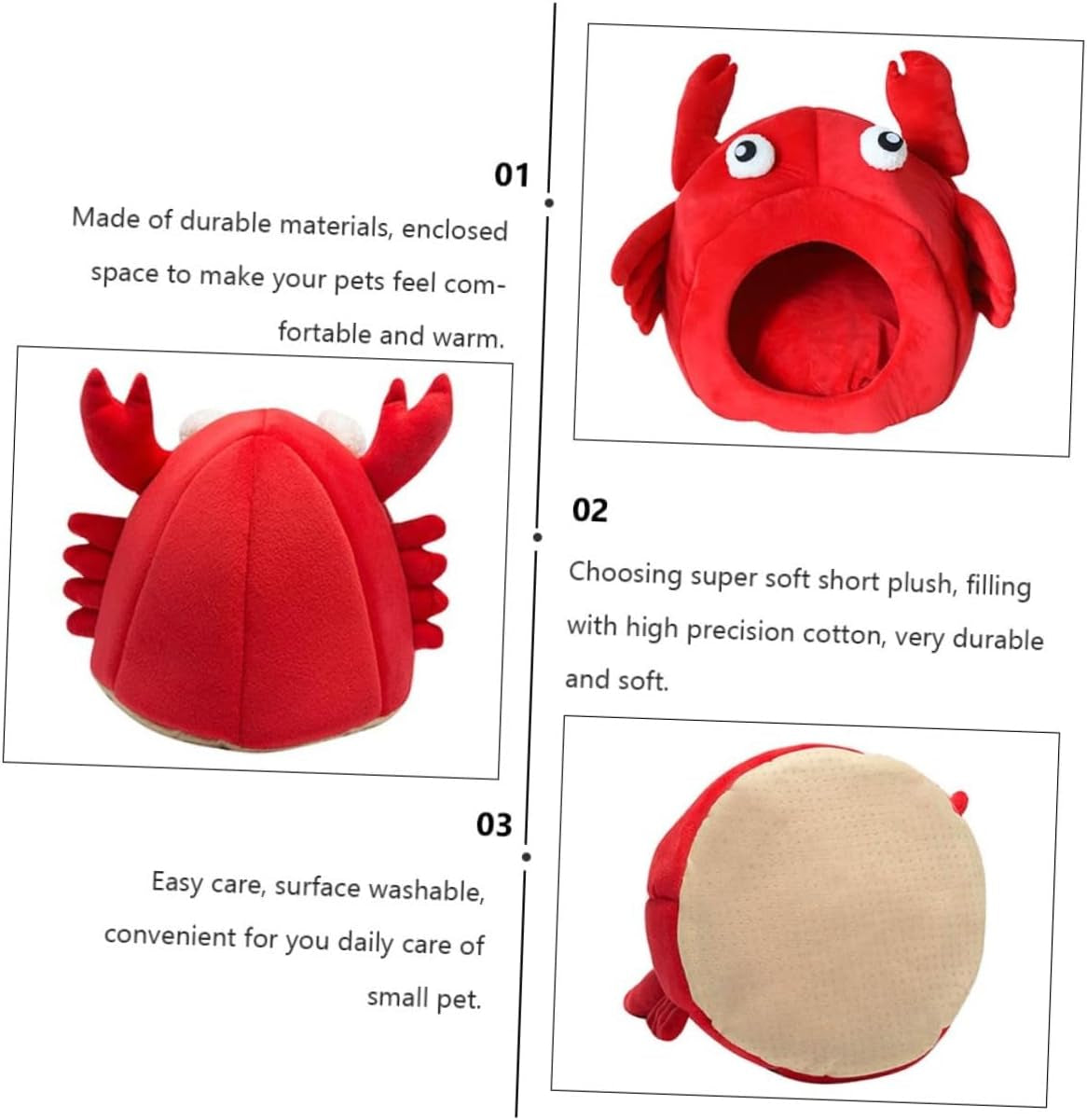 1 Pc Little Pet Crab Nest Guinea Pig Bed Hedgehog Hideout Crab Cat Bed House Small Pet Cotton Dog Sofa Pet Huts Dog Cozy Bed Samll Pet Nest Cat Nest Red Cloth Autumn and Winter