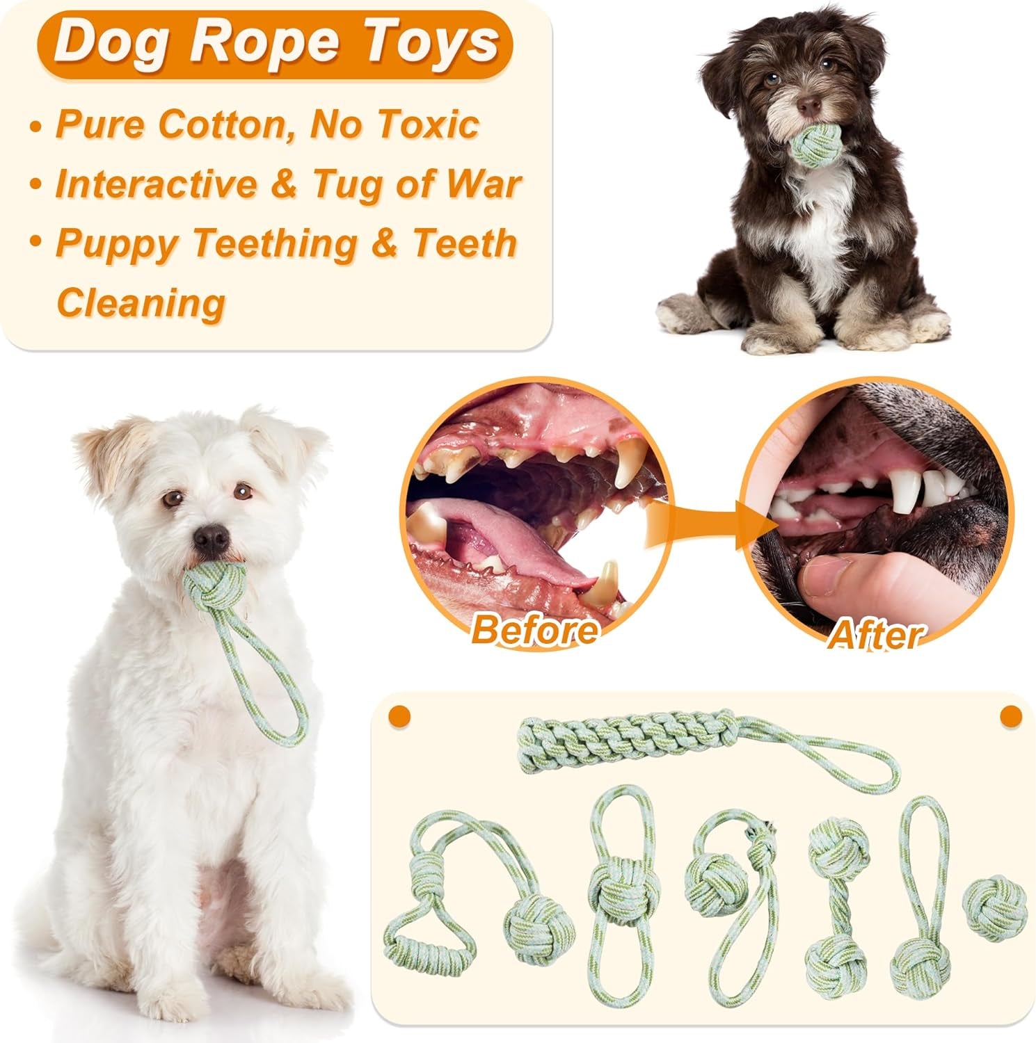 24 Pack Puppy Chew Toys, Dog Teething Toys with Storage Bin, Dog Rope Toys and Squeaky Toys for Boredom, Interactive Dog Toys for Small & Medium Breeds