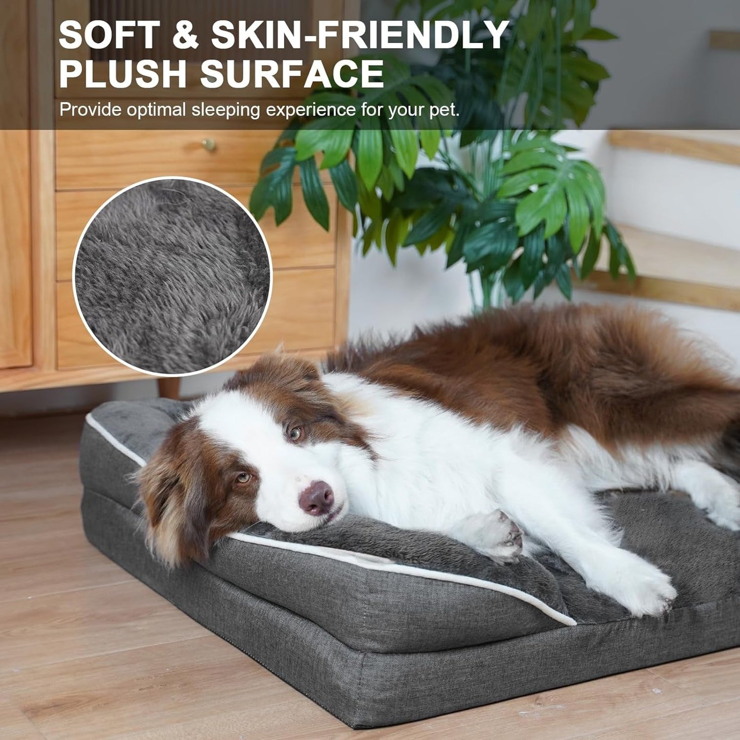 Dog Beds for Large Dogs, Washable Large Dog Bed, Dog Couch Bed for Comfortable Sleep, Orthopedic Egg Foam Bolster Dog Bed with Removable Washable Cover and Nonskid Bottom Couch, Pet Bed