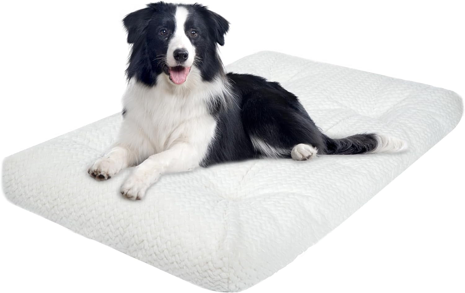 KROSER Deluxe Dog Crate Bed Dog Bed Mat, Soft Dog Crate Pad, Machine Washable Pet Cage Pad Mattress Reversible (Cool & Warm), Dog Kennel Bed for Small to Jumbo Dogs, White