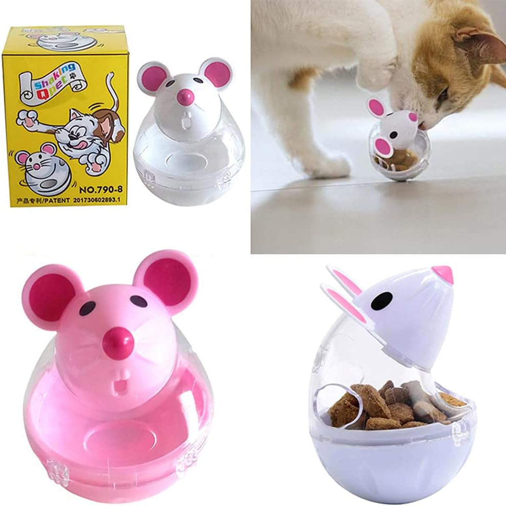 2Pcs Cat Slow Feeder Cat Food Ball,Mice Water Droplet Bone Tumbler Shaped Pet Treat Ball Cat Food Toy Ball,Cat Slow Feeder,Cat Enrichment Toys