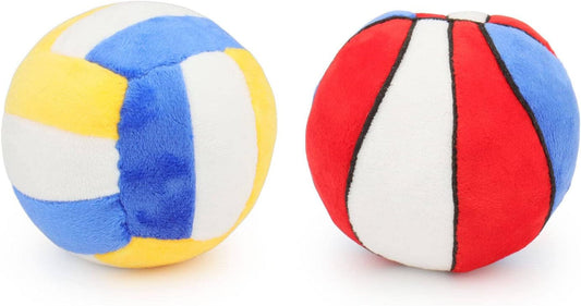 2PCS Interactive Dog Toys Dog Balls Suitable for Small and Medium Dogs, Squeaky Plush Dog Toys, Puppy Teething Chew Toys, Dog Christmas Birthday Gifts, Pet Dog Basketball Volleyball