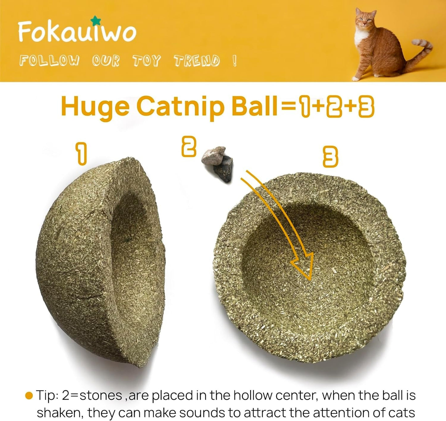 3.94 Inches Huge Catnip Ball for Cats -Giant Cat Toys for Indoor Cats -Jumbo Cat Nip Balls -Big Cat Teething Chew Toys - Kitty Teeth Cleaning Lick Dental Toys