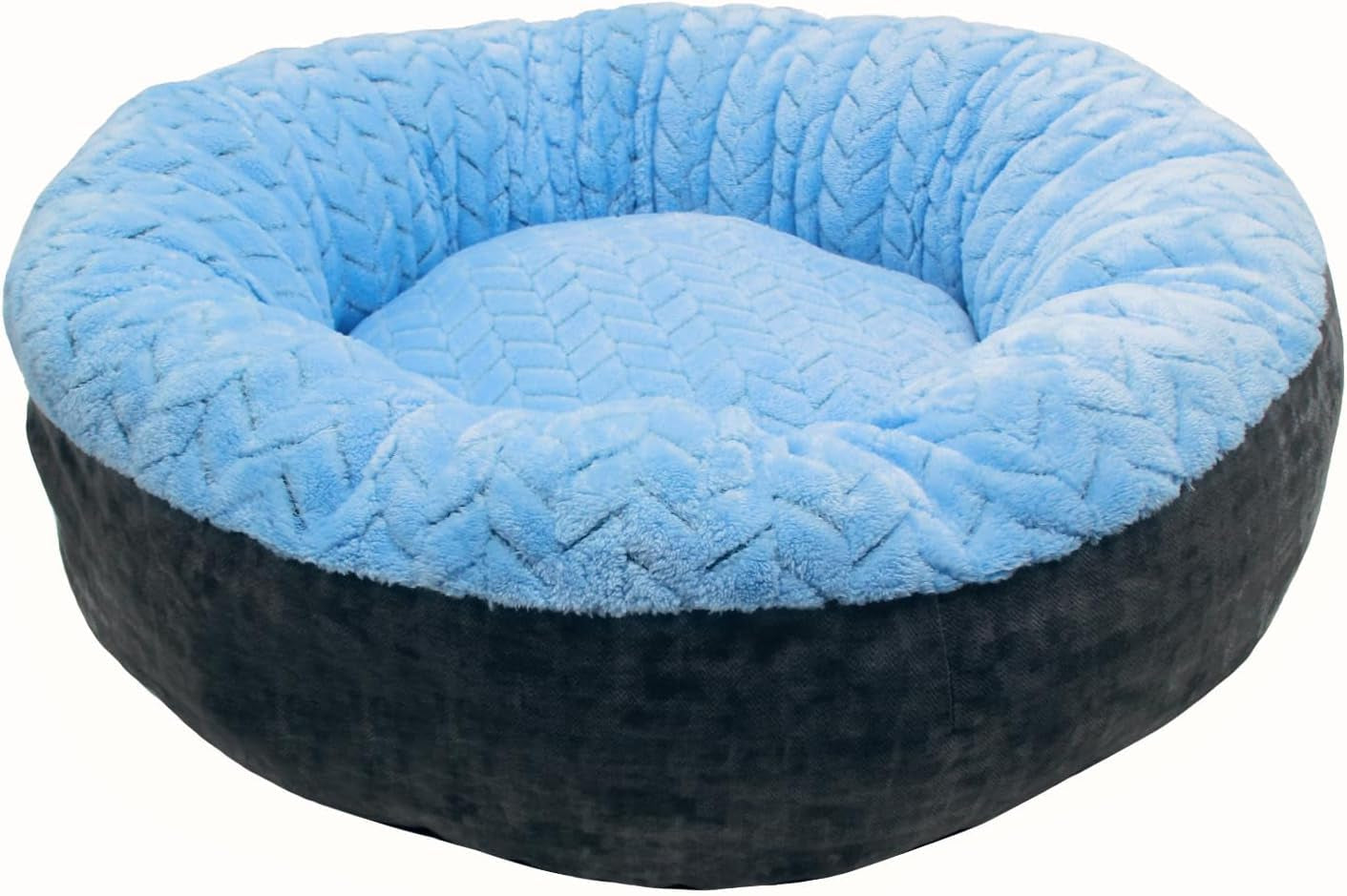 Calming Small Dog Bed & Cat Bed - Anti-Anxiety Bed - Cushioned Donut-Shaped Cats & Small Dogs – Extremely Soft, Breathable Fabric - Washable Pet Beds with Non-Slip Bottom (S. 20" White)