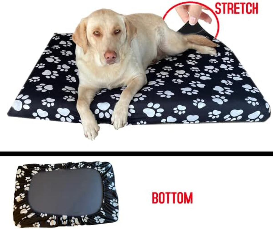 DUKE&LEFTY Furever Dogbed Slipcover-Stretchy, Soft Pet Bed Cover-Universal-Easy to Remove (Zipper Free) -Black/Large