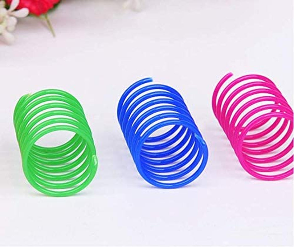 120 Pack Cat Spring Toy, Colorful Interactive Cat Toy Plastic Coil Springs Cat Toy for Swatting, Biting, Hunting Kitten Toys