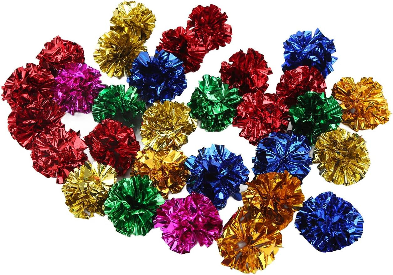 30 Pack Crinkle Balls Cats Sparkle Ball Colorful Mylar Balls Crinkle Paper Ball for Cats Interacting