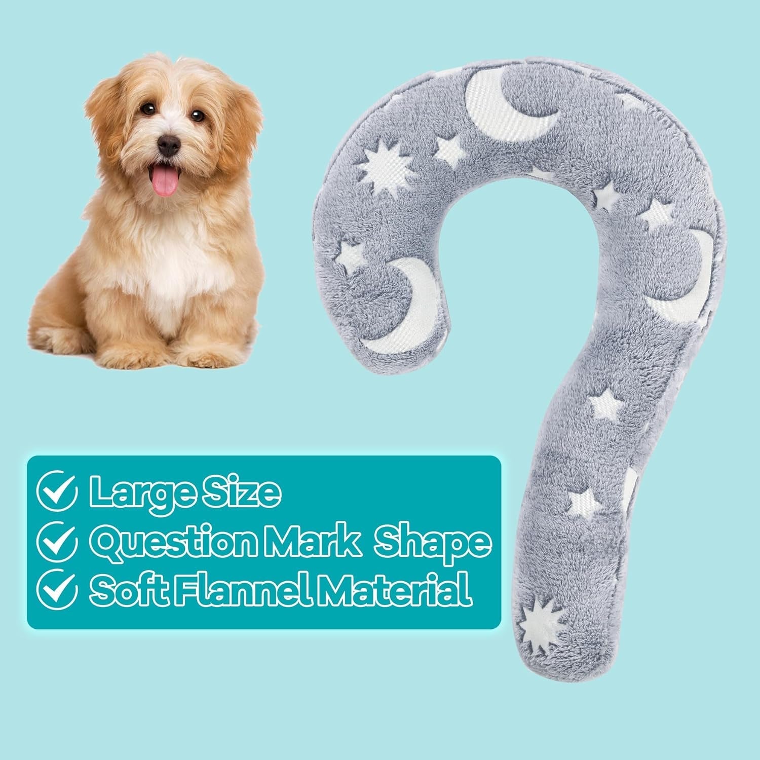 Glow-In-The-Dark Dog Pillow,Question Mark Dog Calming Pillow for Anxiety Relief,Machine Washable Dog & Cat Pillow Training Toy for Joint Relief, Better Sleep