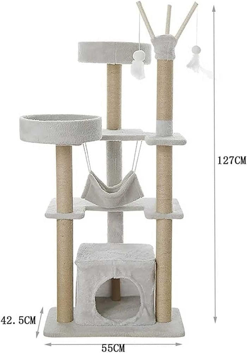 Multi-Level Cat Tree Cat Tower for Indoor Cats, Cat Tree Cat Tower Sisal Scratching Posts Cat Condo Play House Hammock Jump Platform Cat Furniture Activity Center, Gray