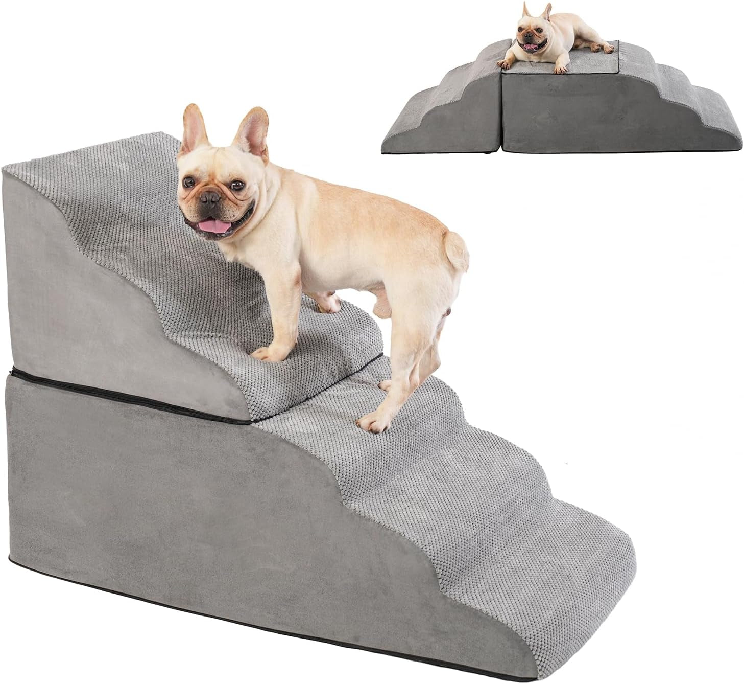 28 Inch High Dog Stairs & Steps for High Bed, Extra Wide 6 Tier Pet Stairs, Dog Couch/Ramps for Small Dogs, Injured Pets or Older Dogs to Get on Bed, Pet Steps with Handle and Washable Cover