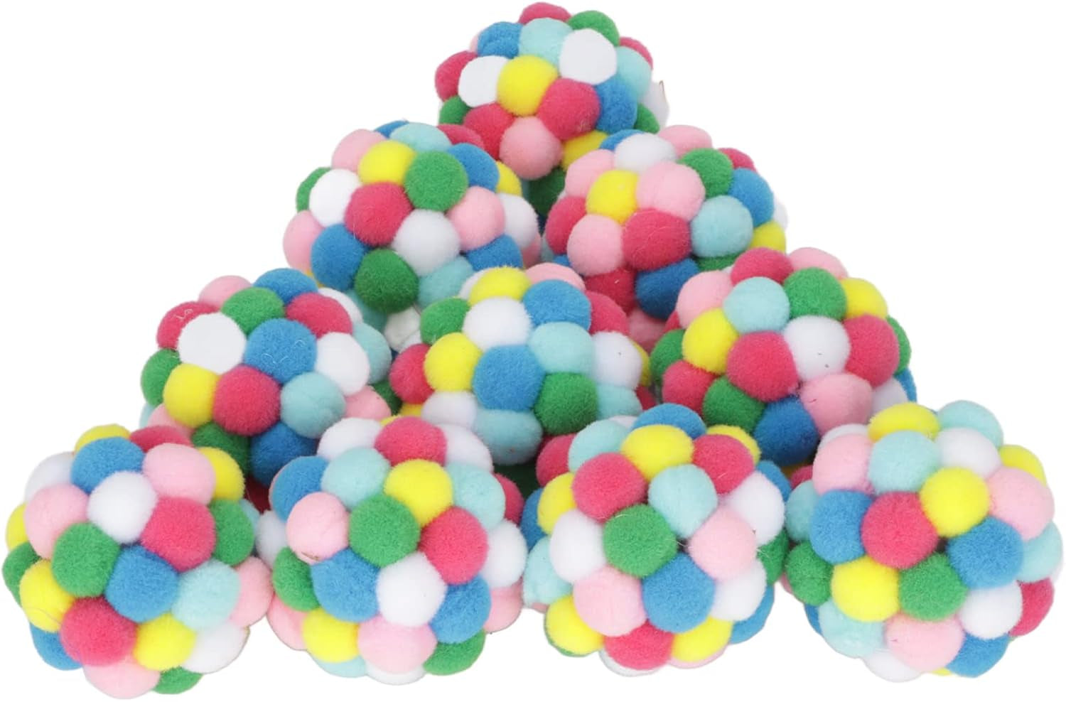 10Pcs Multi Colored Pet Cat Toys,Soft Plush Ball Cat Chase Balls Cat Toy Doing Exercise and Scratching Balls Toy for Cats Kittens