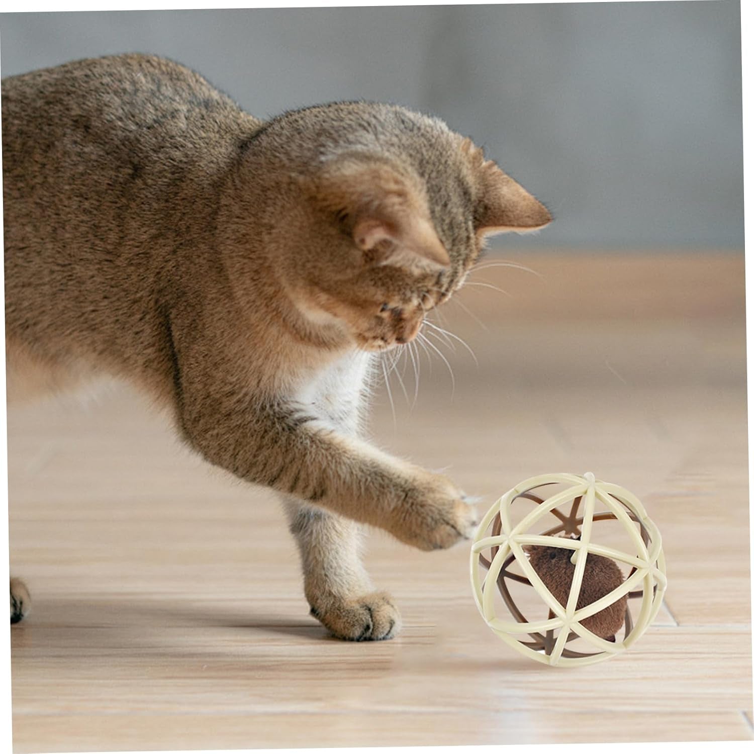 1PC Cat Toy Balls Interactive Toy Cat Mouse Toy Plastic Ball Cat Toys Balls Simulated Sound Cat Balls Funny Squeaky Mouse Cat Toy for Playing, Chasing, Chewing, Training 2.