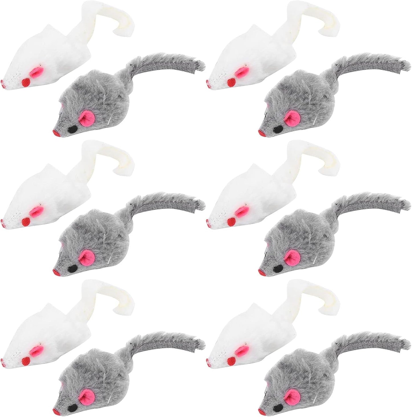 12 Pcs Rattle Mice for Cats Toy Furry Pet Cat Toys Mice for Feather Tails Interactive Play Mouse Toy for Indoor Cats Kittens