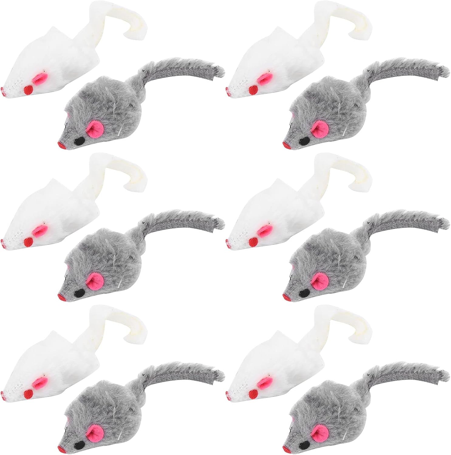 12 Pcs Rattle Mice for Cats Toy Furry Pet Cat Toys Mice for Feather Tails Interactive Play Mouse Toy for Indoor Cats Kittens