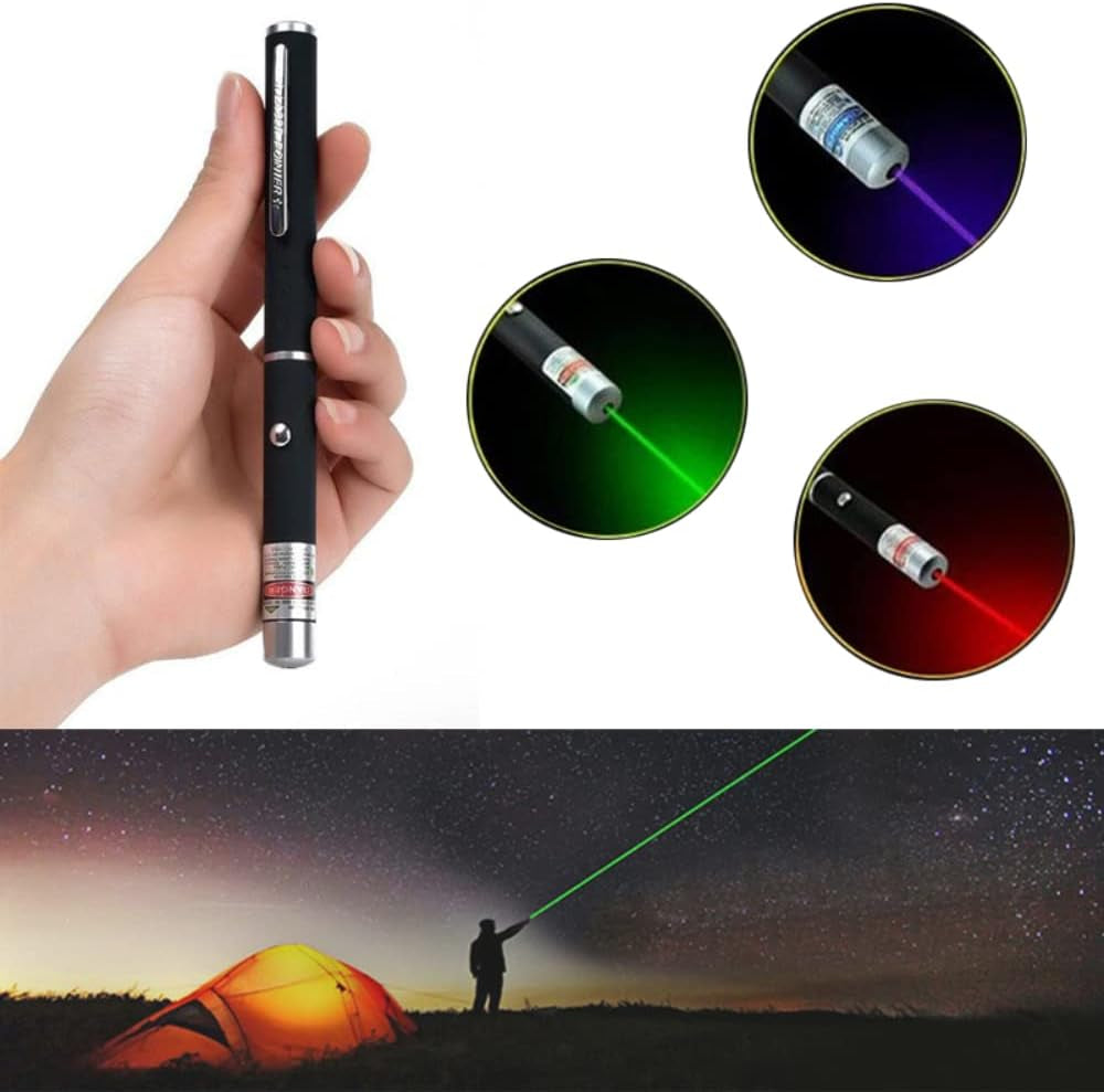 3 Pcs Laser Pointer for Cats Dogs Cats Laser Pointer Pet Interactive Toys Laser Presentation Remotes Red Green Purple Light (3 PCS Pack Color Mixed, without Battery)