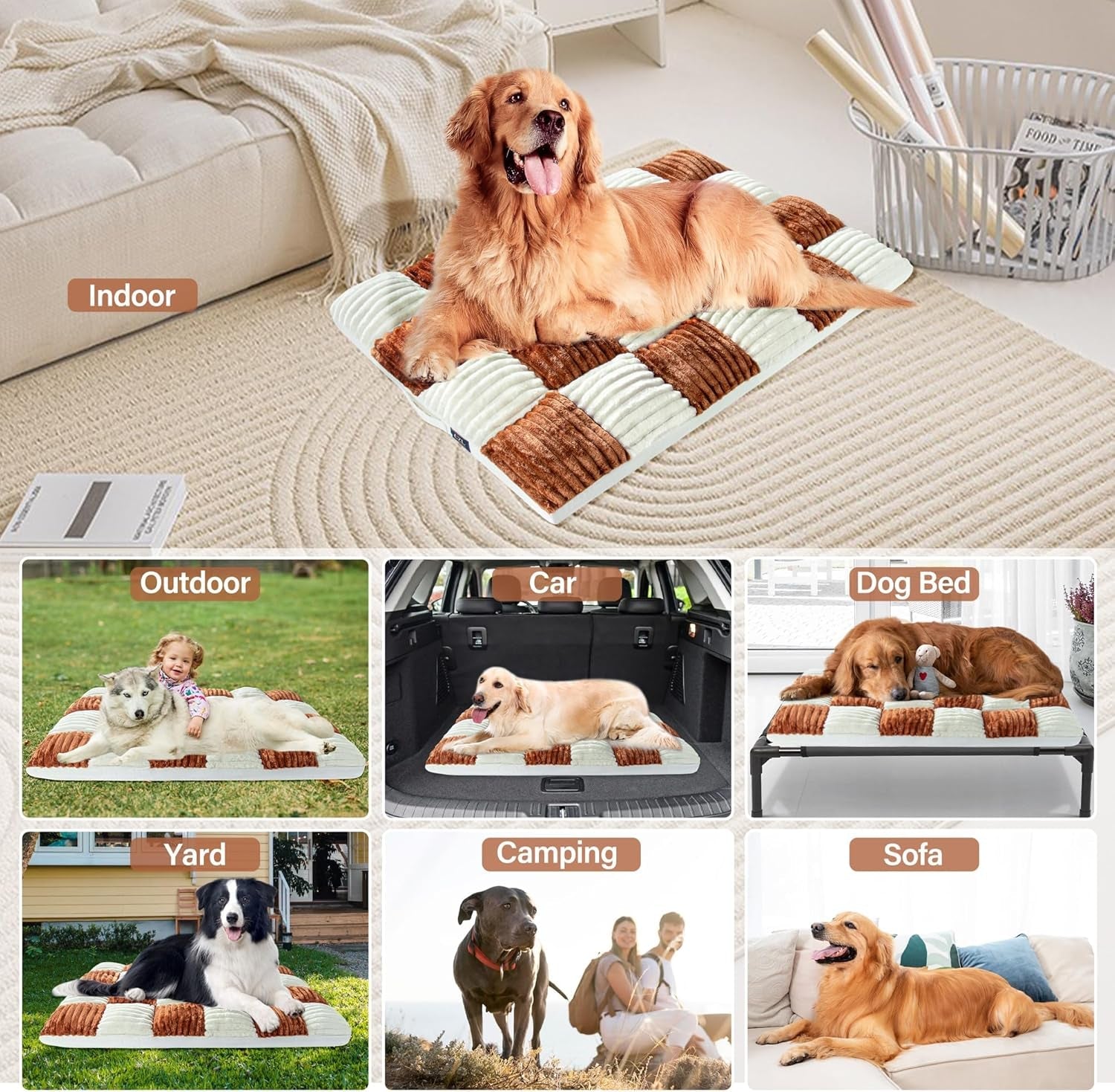 Dog Beds Large Sized Dog Couch Waterproof Dog Bed Washable Dog Pet Bed with Removable Cover & Nonskid Bottom & Waterproof Lining Large Dog Bed Sofa Anti-Slip Pet Sleeping Mat 36 X 24 X 3 Inch