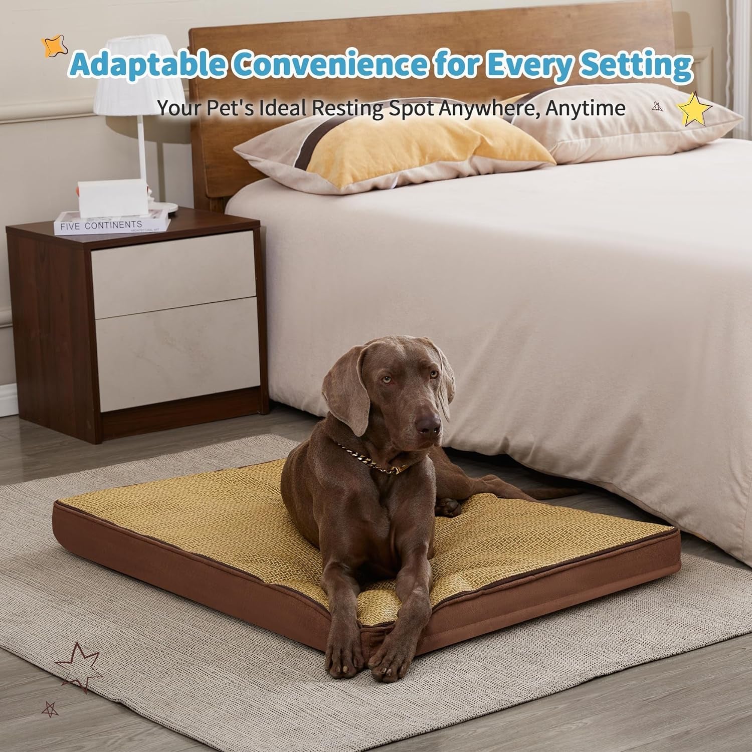 Made4Pets Dog Beds for Medium Dogs, Egg Memory Foam Large Dog Bed with Removable Cover, Waterproof Pet Bed Mattress for Large Cats, Washable Plush and Cool Cover, 34 X 25 Brown