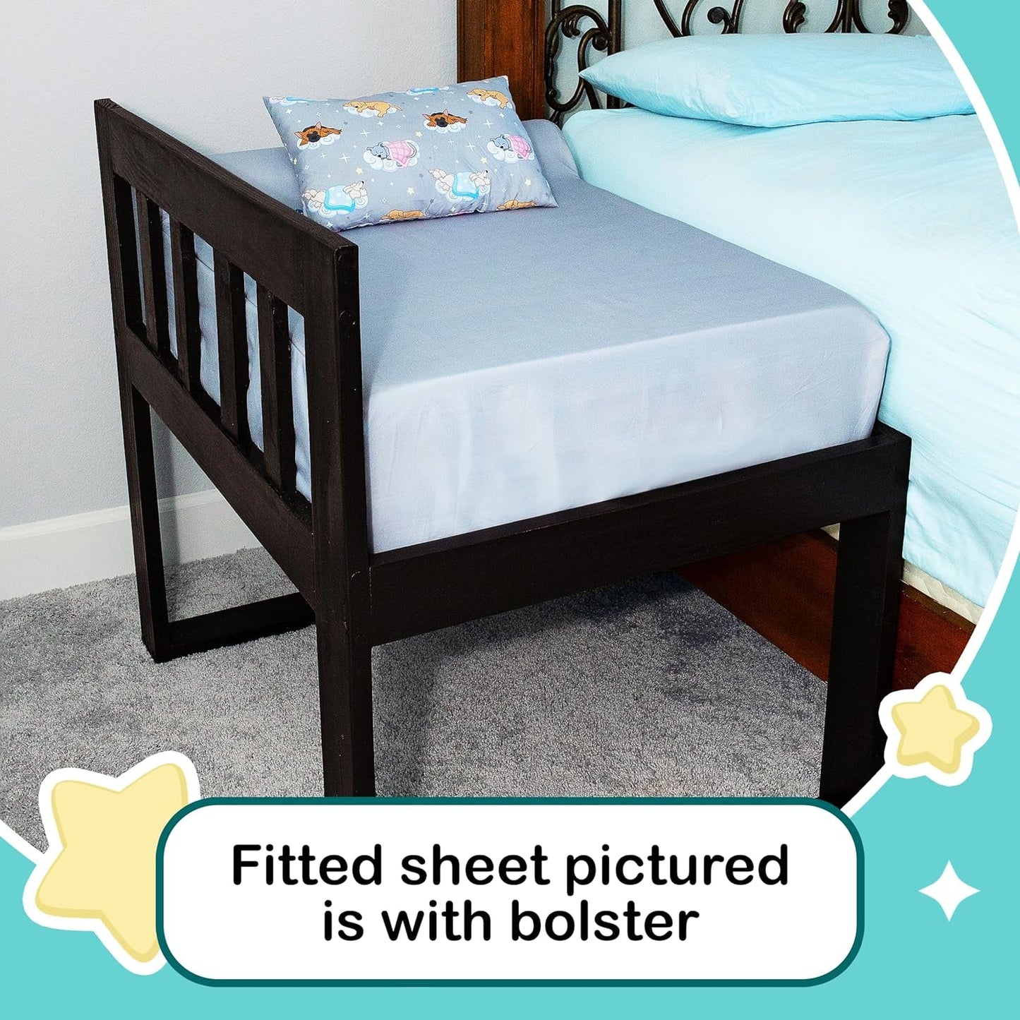 Bedding Set- Bedside Pet Bed Cosleeper- Dog Bed Extension Attached to Human Bed- Platform Dog Bed- Bedside Cat Bed- Raised Dog Bed Co Sleeper- Tall Dog Bed- Human Dog Bed-(With Bolster)