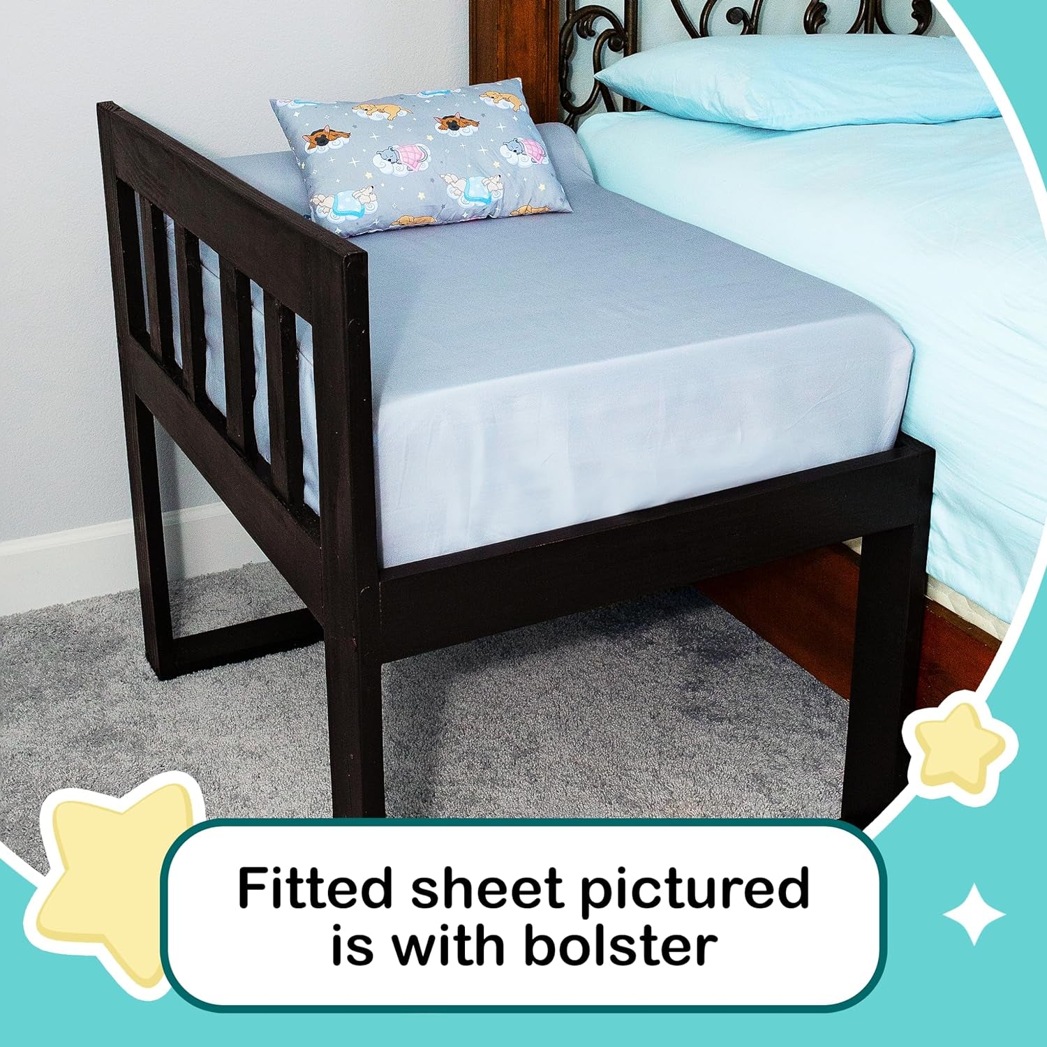 Bedding Set- Bedside Pet Bed Cosleeper- Dog Bed Extension Attached to Human Bed- Platform Dog Bed- Bedside Cat Bed- Raised Dog Bed Co Sleeper- Tall Dog Bed- Human Dog Bed-(With Bolster)