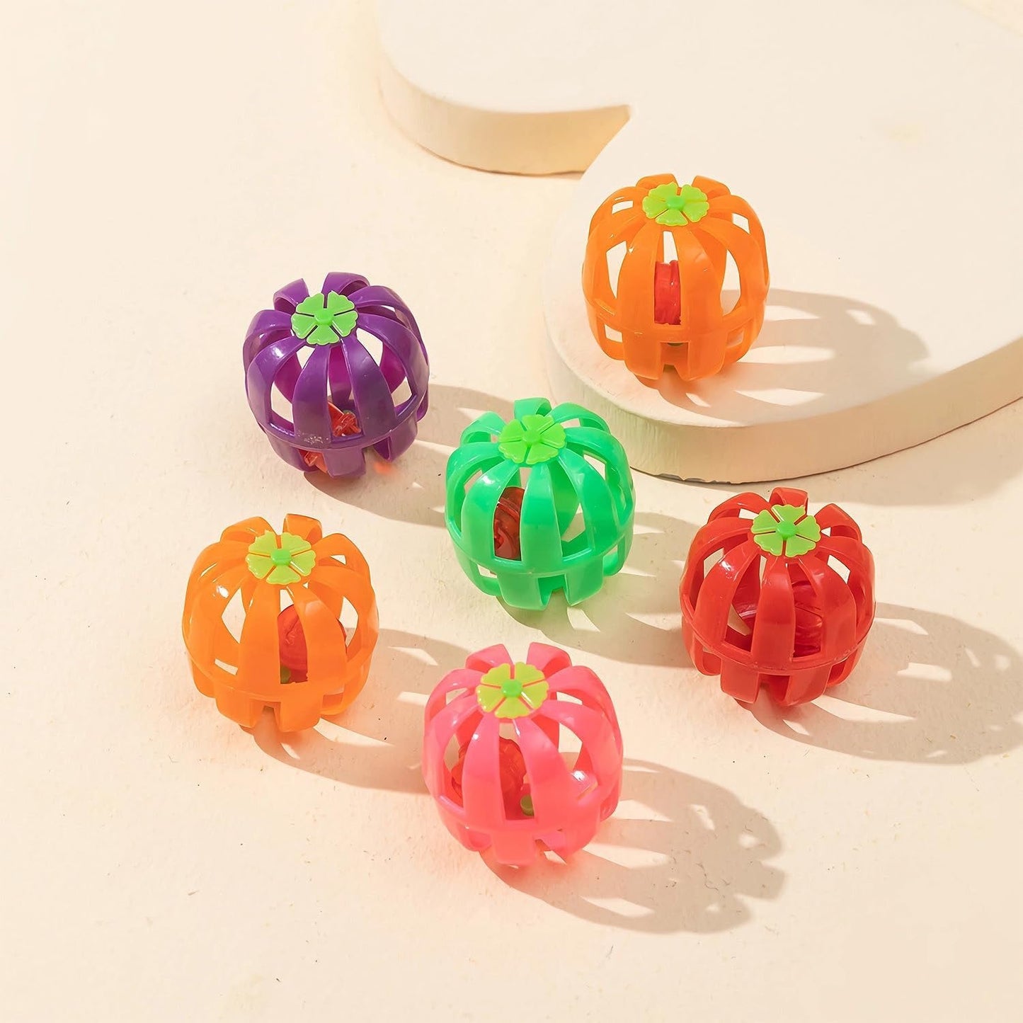 12PCS Value Pack Plastic Ball Cat Toys Lattice Balls with Bell Jingle Kitten Toys,Perfect for Kittens,Cats, and Puppies!