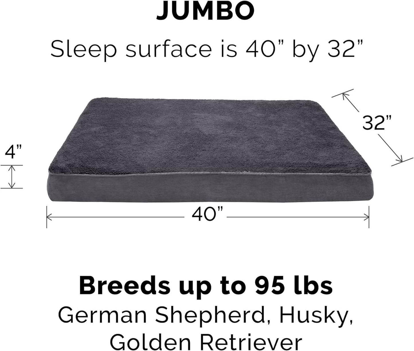 Furhaven Replacement Dog Bed Cover Terry & Suede Mattress, Machine Washable - Gray, Jumbo (X-Large)