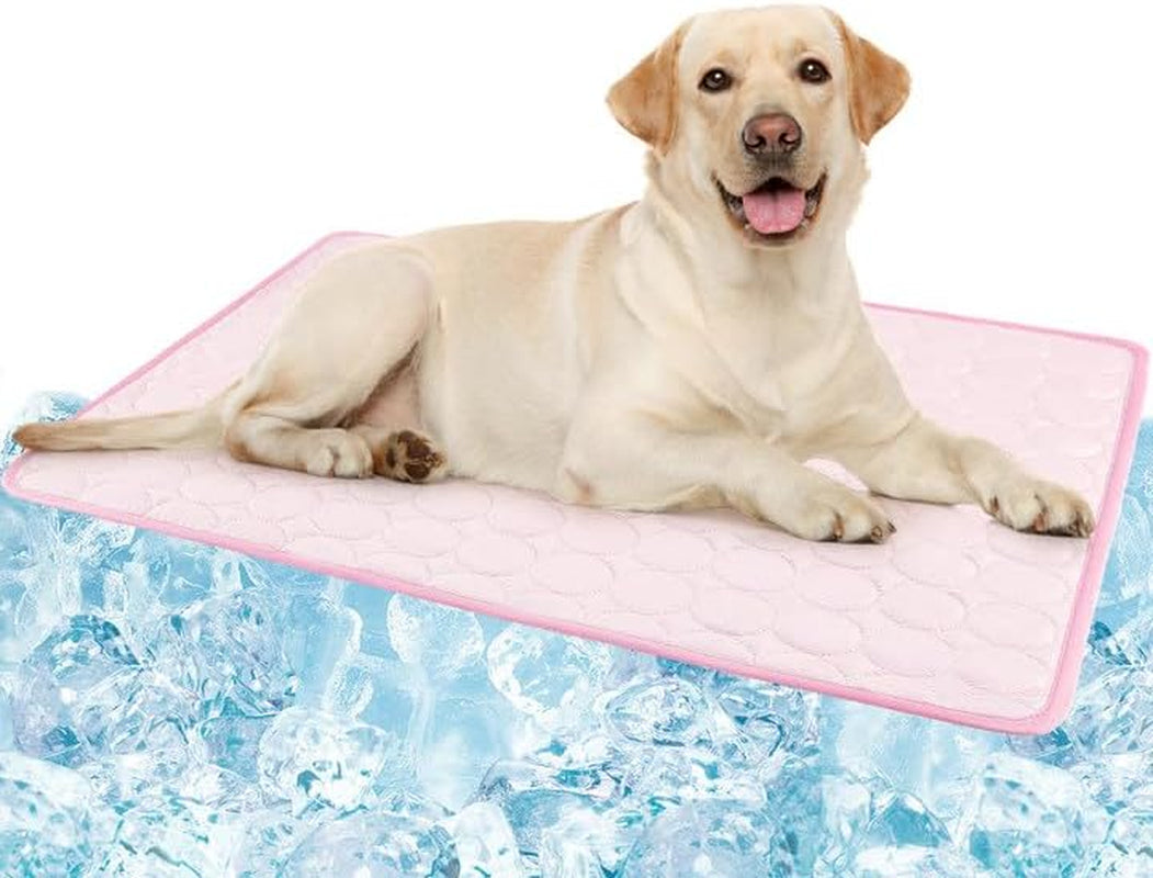 Dog Cooling Mat, Self-Cooling Ice Silk Cooling Mat for Dogs, Washable Portable & No Gel Pet Soft Pad | Grey,S