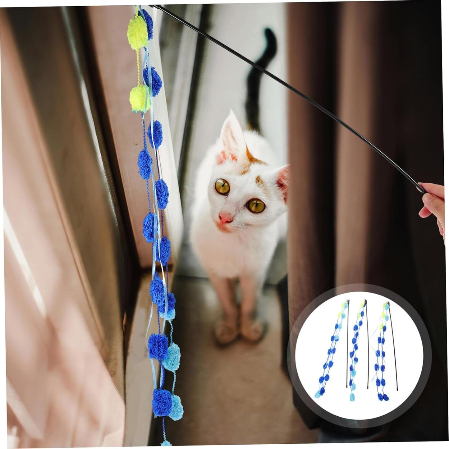 3Pcs Cat Teaser Teasing Toys Cat Toy Funny Teasing Sticks Cat Stick Toy Teasing Stick for Cat Teaser Wands Toy Kitten Wand Cat Wand Cat Stuff Teasing Sticks for Kitten Cat Products