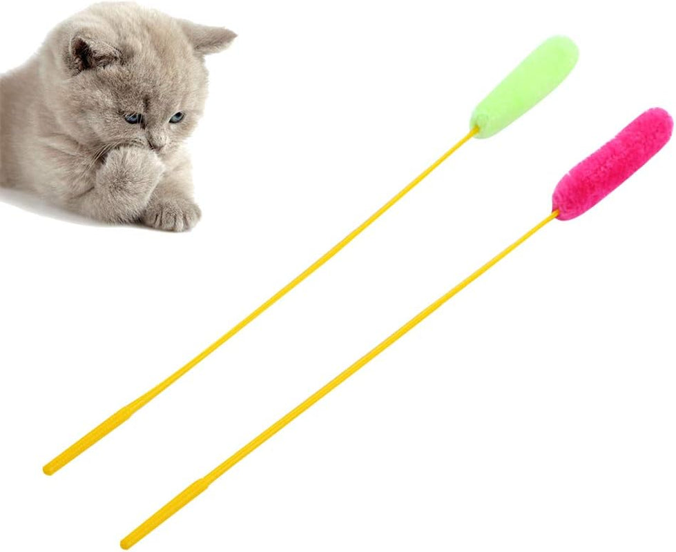 10Pcs Plush String Toy Training Wand Cat Interactive Plush Wand Toy Funny Stick Teaser for Cat Kitten (Random Color)- Dog Toy