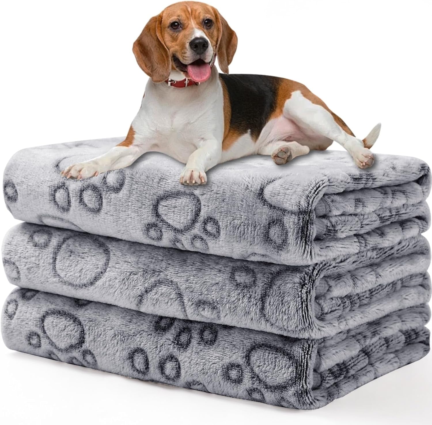 1 Pack 3 Blankets Super Soft Fluffy Premium Fleece Pet Blanket Flannel Throw for Dog Puppy Cat Paw Brown/Pink/White Small(23X16 Inch)