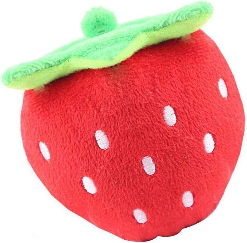 1Pc Red Strawberry Practical Design and Durable Interactive Plush Squeaky Dog Toys Electronic Motion Pet Toy for Prevent Boredom Red Pet Supplies Creative and Exquisite Dog Squeak Toys