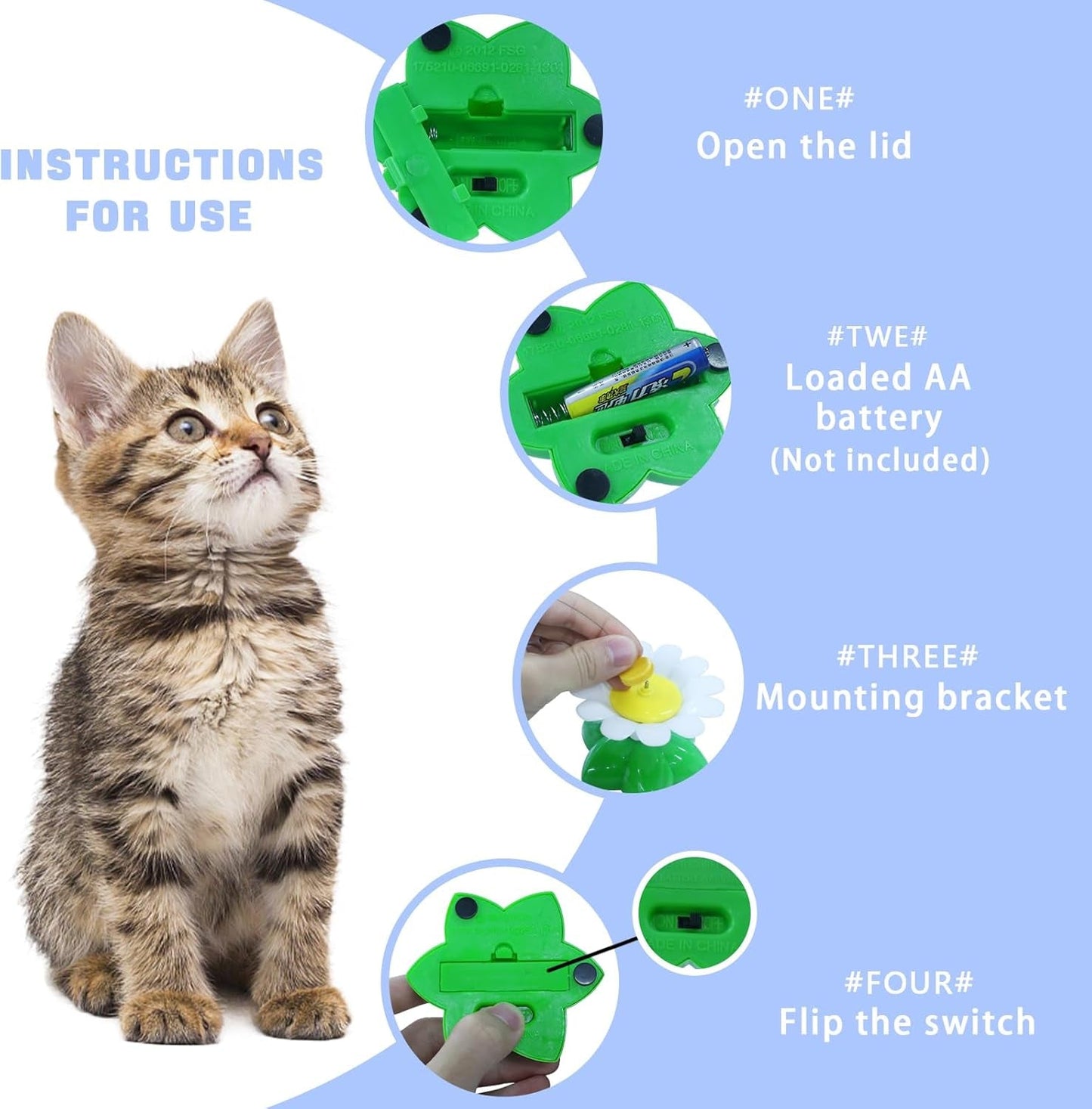 2PCS Electric Bird & Butterfly Teasing Cat Toy Interactive Bird Toy for Cats Interactive Cat Toy Automatic Electric Butterfly 360°Rotating Kitten Toy Fun Flying Bird Cat Play Chase Toys…