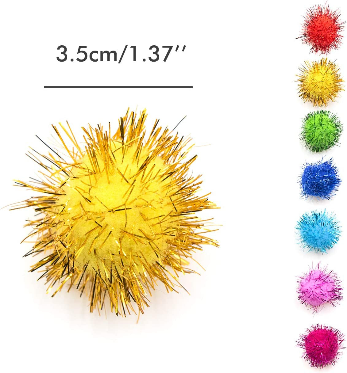 1.3Inch Sparkle Balls and 6Cm/2.36 Inches Large Cat Crinkle Balls Toys Cat'S Favorite Toys(26Pcs Random Color)