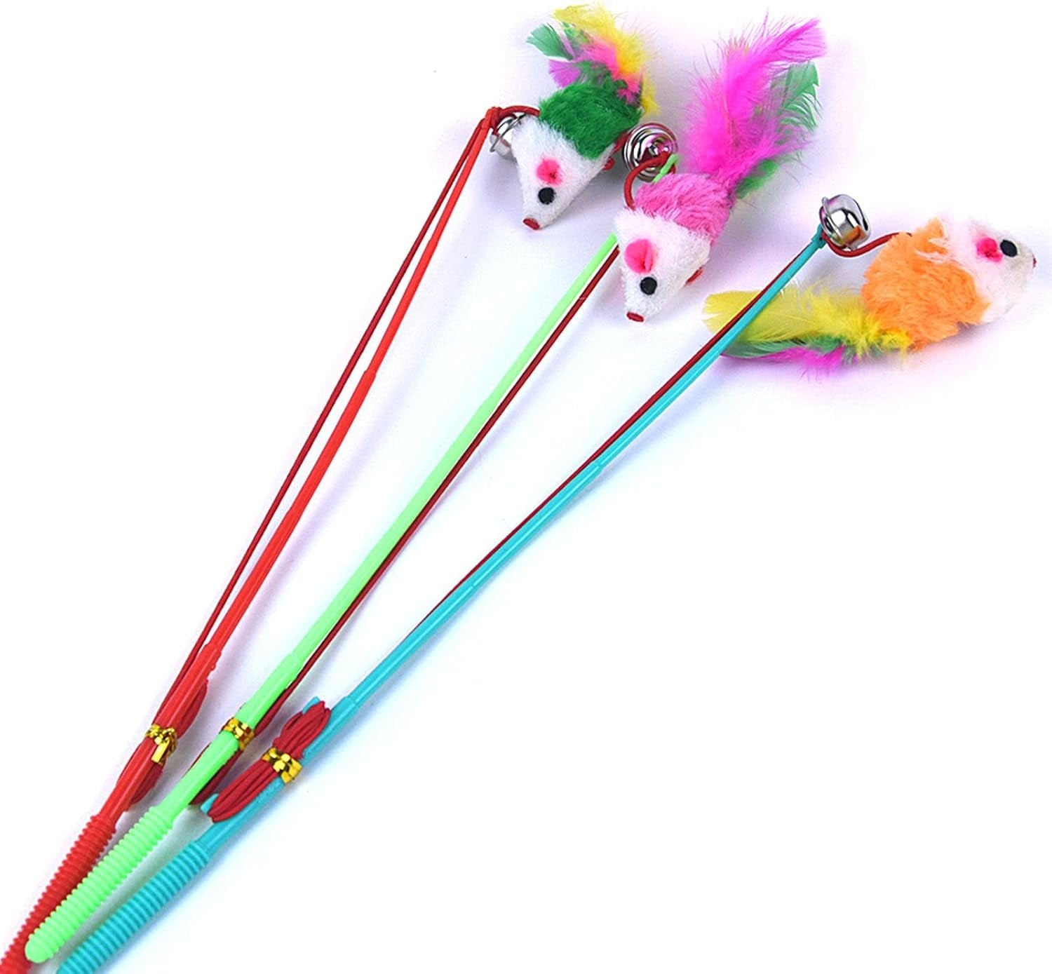 3 Pcs Exercise Toy Fake Mouse Feather Wand Toy Interactive Training Toy Feather Toy Feather Wand Toy Attachments for Indoor Cats