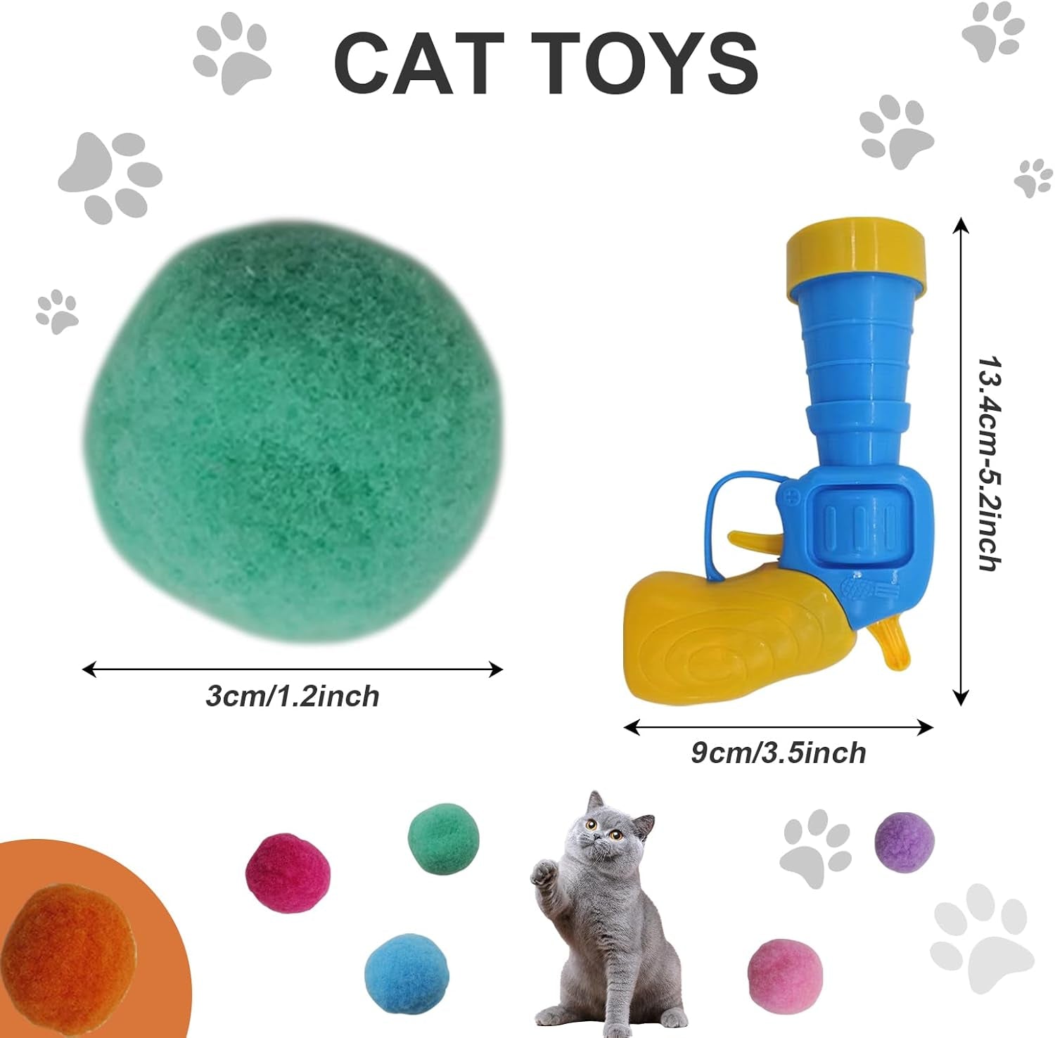 2 Pcs Cat Ball Launcher Toy with 100 Pcs Cat Balls Set, Tracking Interactive Cat Toy Flying Disc Launcher Toy for Indoor Kitty Dog Pet Playing Exercise Chasing Training Hunting