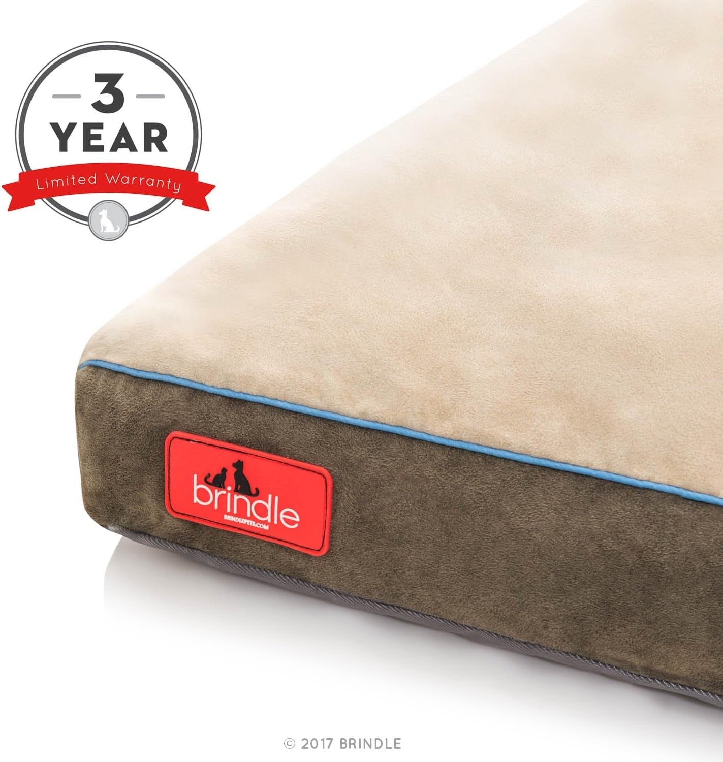 BRINDLE Khaki Shredded Memory Foam Pet Bed - Pet Essentials - Orthopedic Design - Pet Crate Compatible - Machine Washable Cover - Indoor Pet Bed for Dogs, Puppies, Cats, and Rabbits - Size Medium