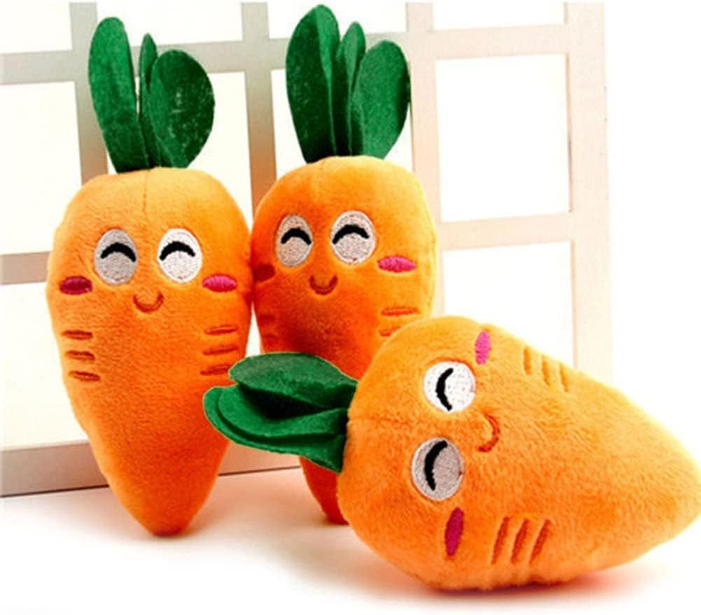 1Pc Soft Dog Toys Cute Carrot Plush Chew Squeaker Sound Pet Puppy Supplies Durable Plush Dog and Cat Toys with Multi-Squeaks