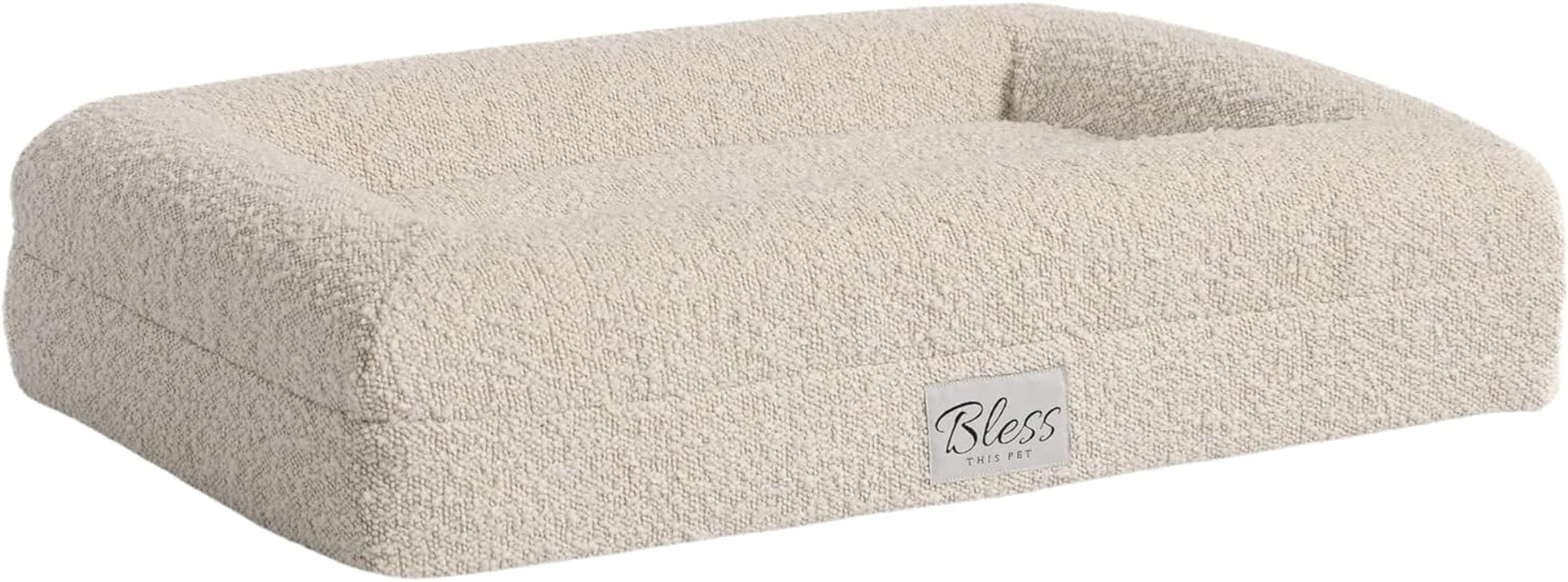 Comfy Bouclé Memory Foam Pet Bed Stylish, Washable Cover, Large Dogs and Cats, 45 X 35.4 X 5.7 In