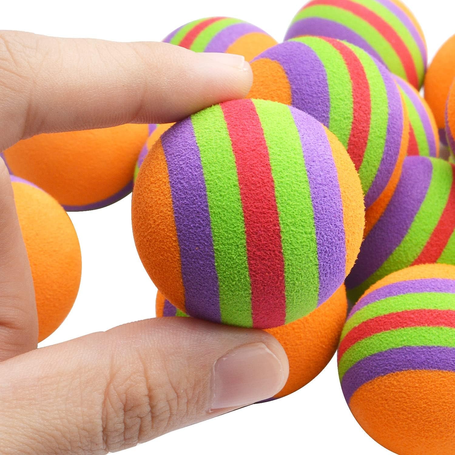 15Pcs 35Mm Pet Cat Toy Balls Interactive EVA Foam Colorful Rainbow Kitten Toys Balls for Small Dogs Puppies Kitty Quiet Indoor Outdoor Play Activity Chase Training