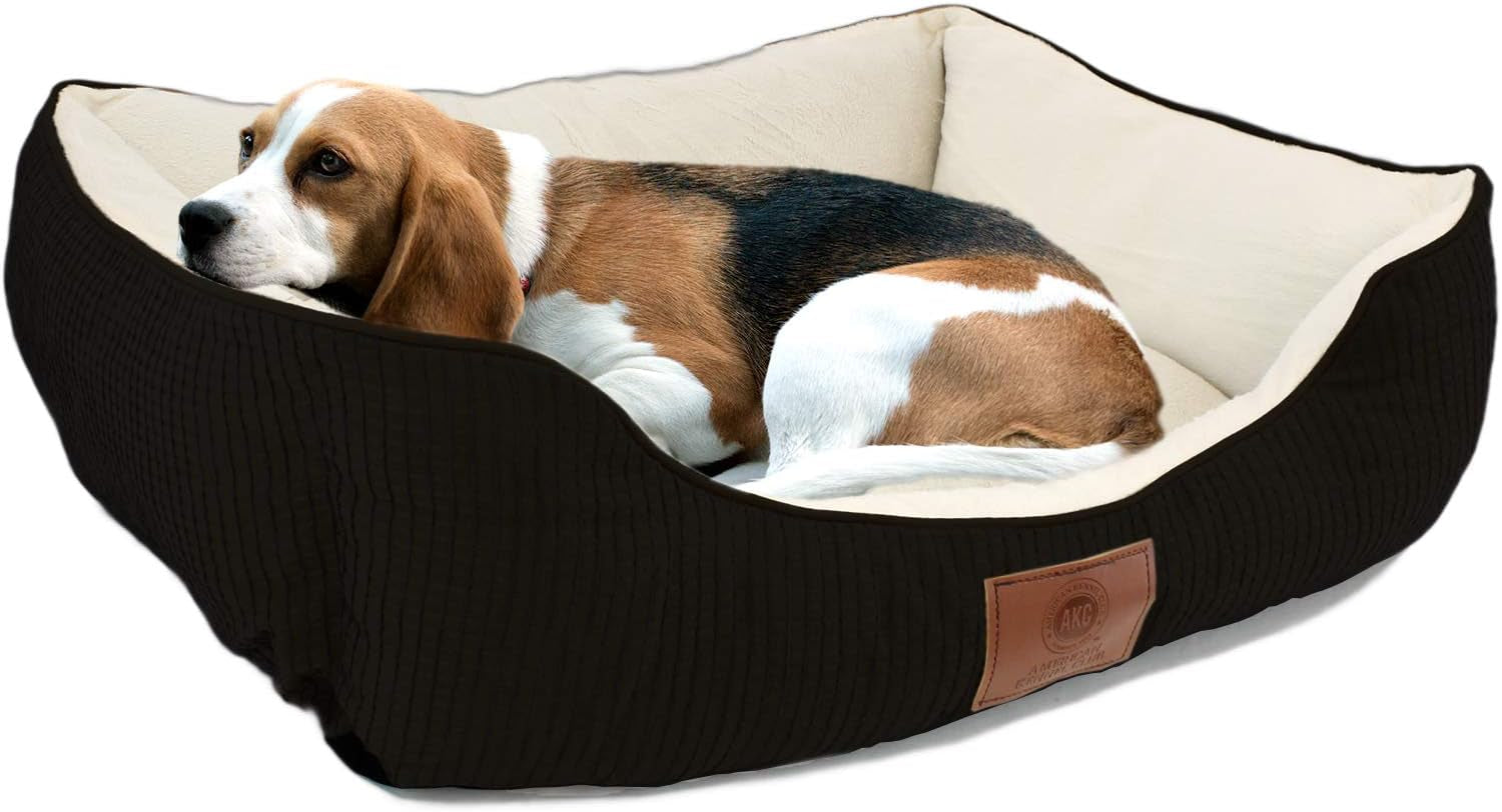 American Kennel Club Small Black Dog Bed, Solid Weave Cuddler, AKC Pet Cuddler, 26"