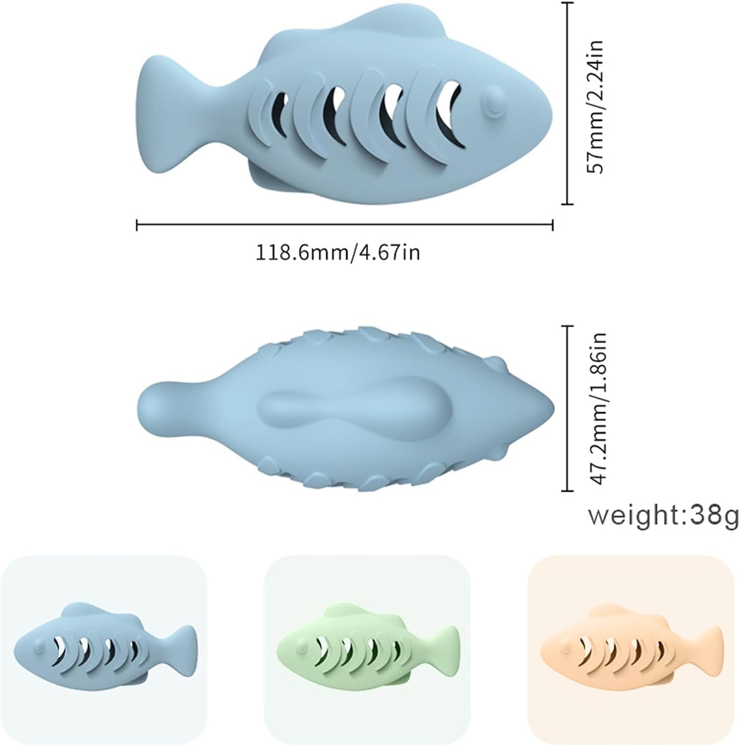 3 Pcs Cat Treat Toys, Fish Shape Food-Grade Silicone Meal Dispenser, Used with Food or Catnip for Kitten, Interactive Cat Toy