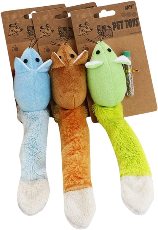 3Pcs Interactive for Cats Long Tail Cat Teaser Scrump Plush Themberchaud Plush Cat Plush Plush Mouse for Cat Vocalize Cat Mouse