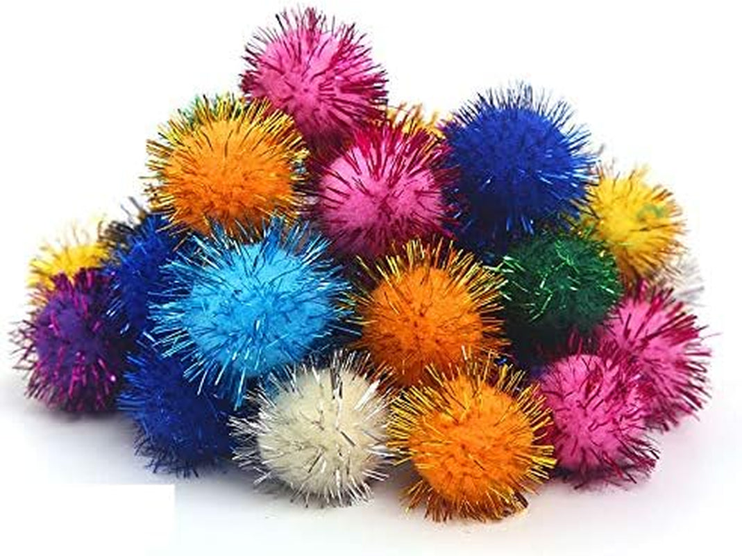 1.5" Sparkle Balls My Cat'S Favorite Toy Pom Pom Balls - 50 Pack