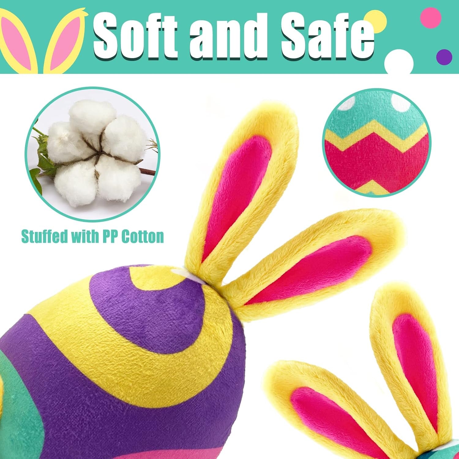 2 Pack Easter Dog Toys, Plush Squeaky Dog Toys, Bunny Shape Stuffed Soft Dog Toys for Medium and Large Dogs - Yellow