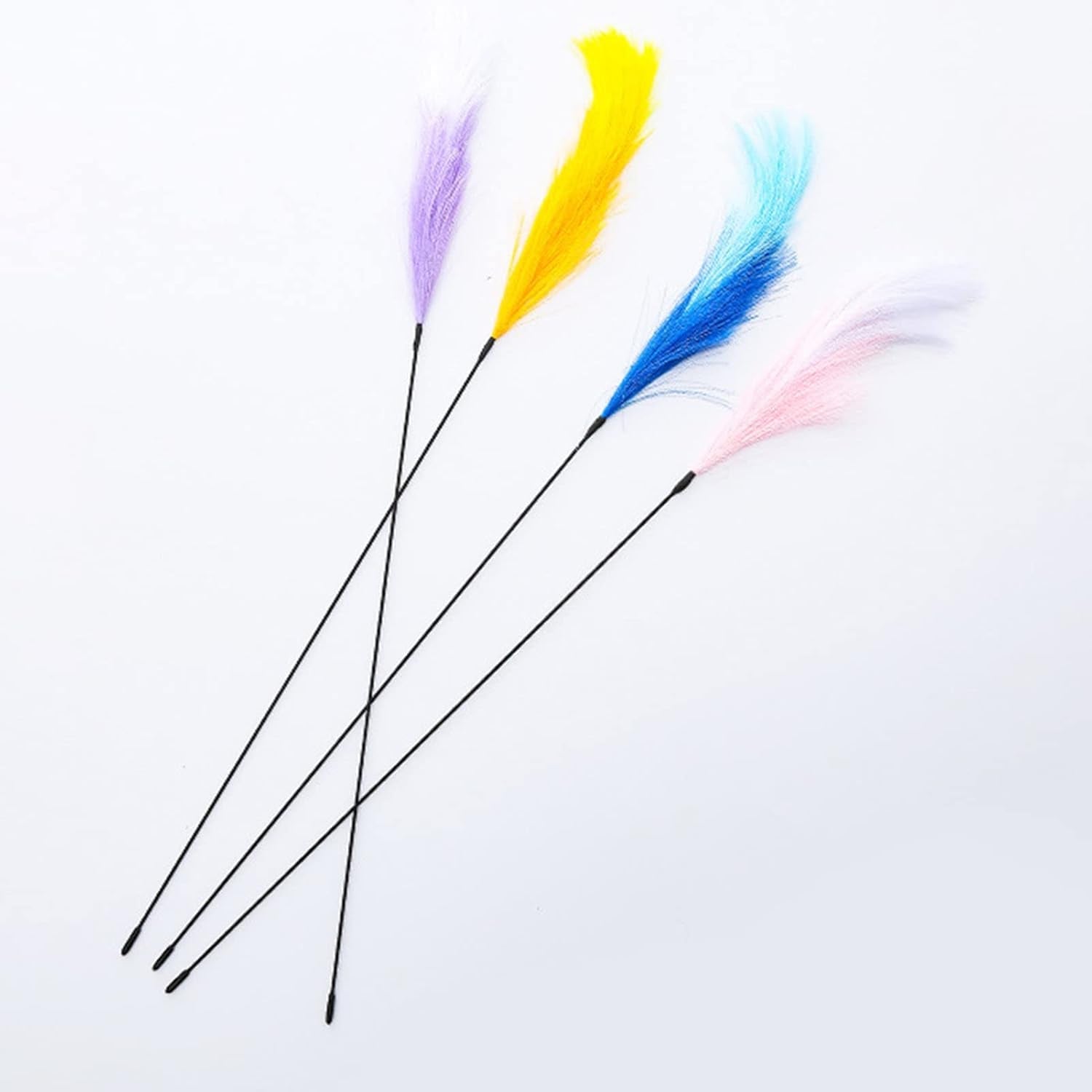 Cat Teaser Toy Stress Relief Interactive Play Toy Bendable Kitten Polyester Feather Stick Toys Cat Accessory - Blue