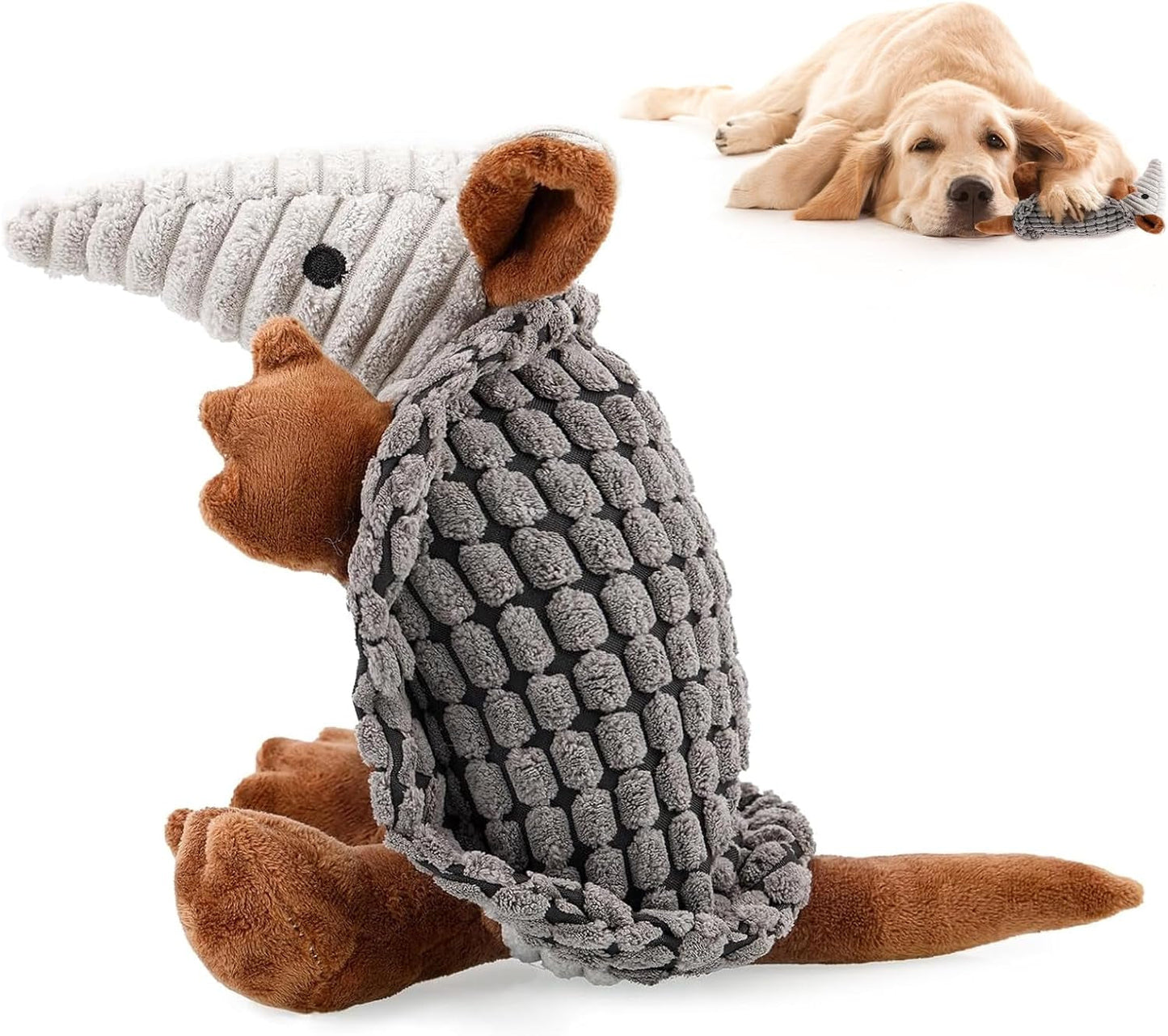 2 Pack Dog Toys, 12 Inch and 8 Inch Plush Dog Toys, Stuffed Toys for Small Medium Large All Breed Sizes Dogs, Big Armadillo Animals Toy, Puppy Chew Toy with Clean Teeth