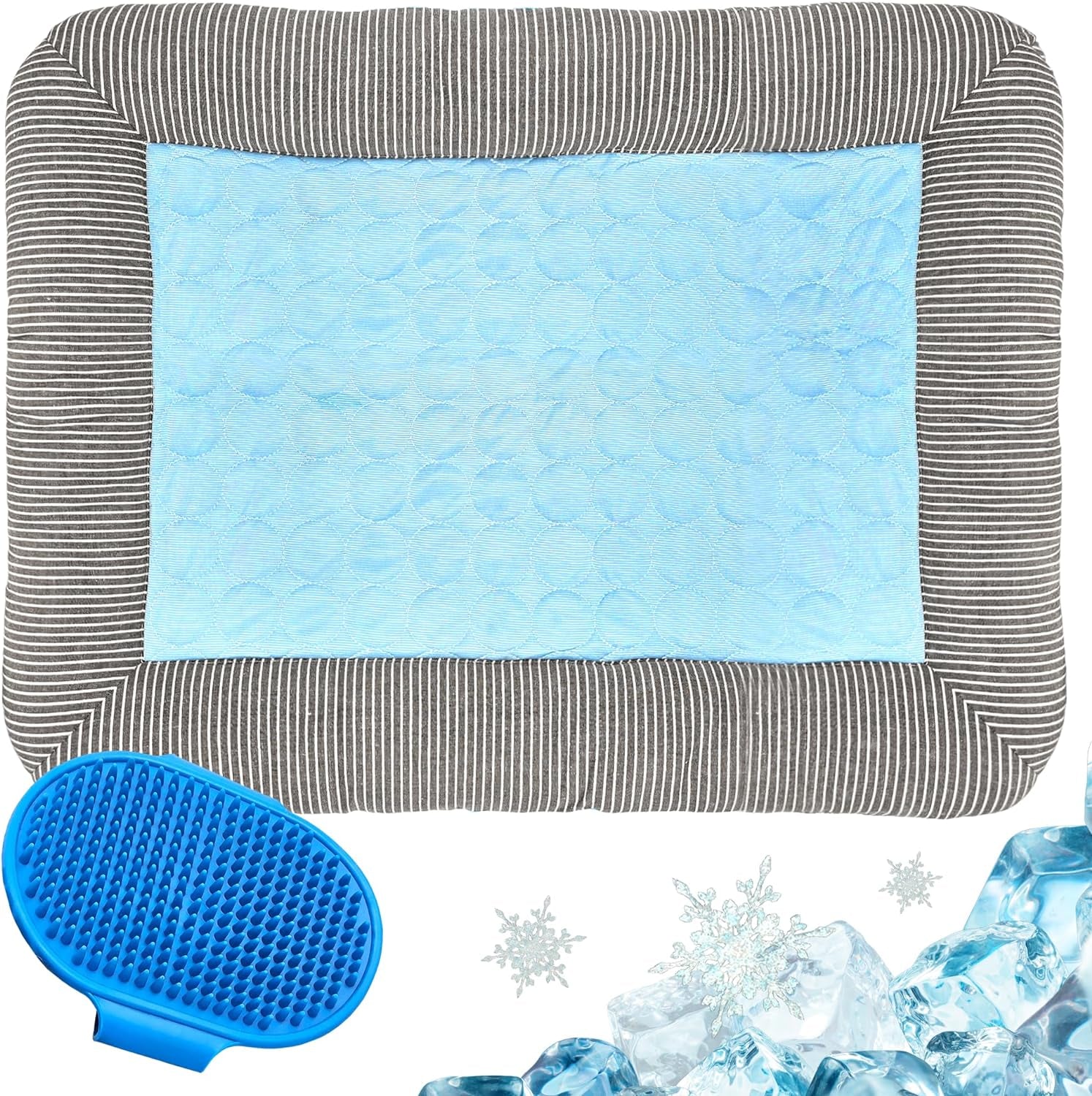 Dog Mat, Dog Cooling Mat, Pet Cooling Mat, with Silicone Pet Brush, Cooling Pad for Dogs