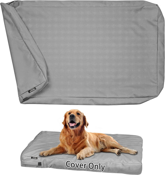 Dog Bed Cover Replacement Washable, Waterproof Large Pet Canvas Dog Crate Kennel Removable Heavy Duty Dog Bed Covers with Zipper, 46X29X4 Inches(Gray)